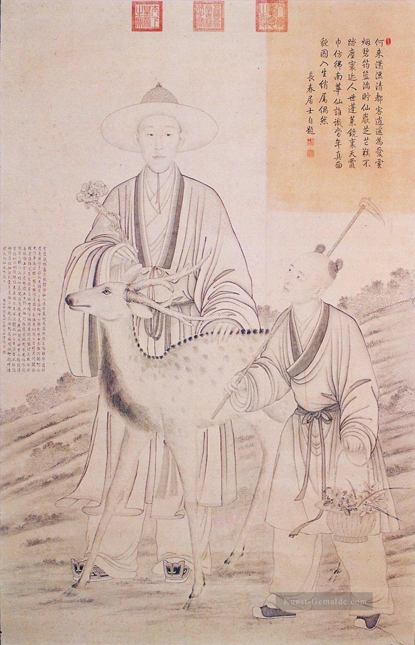 Qianlong Kaiser sammelt Lingzhi Lang glänzende alte China Tinte Giuseppe Castiglione Ölgemälde